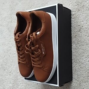Michael Kors Men Keating Leather Sneakers. Luggage Brown Shoes 10M. NWB